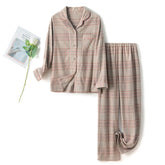 Minimalist Plaid Breathable Couple Pajama Set - Pink